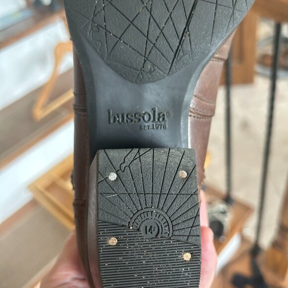 Bussola Brown Leather Short Booties Sz 41 Western Stitching Block Heel Cowboy - Picture 6 of 7